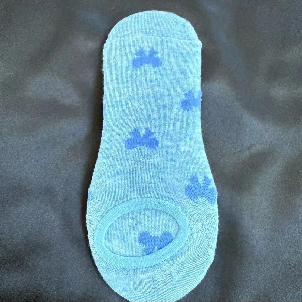 Blue No-Show Socks‎ with Pattern